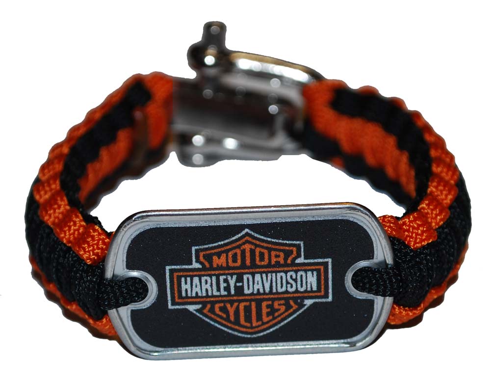 Harley-Davidson Light Duty Survival Bracelet Steel Black/Orange 6.5'' 201106600 - Wisconsin Harley-Davidson