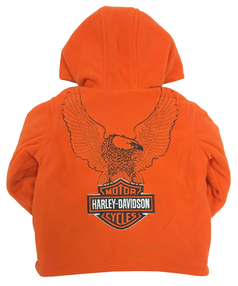 Harley-Davidson Little Boys' Embroidered Reversible Fleece Jacket Orange 6074549 - Largest Selection of Harley-Davidson Products
