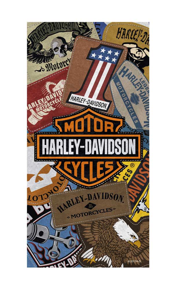 Harley-Davidson Beach Towel, H-D Bar & Shield Patches, 30 x 60 Inch 11897 - Wisconsin Harley-Davidson