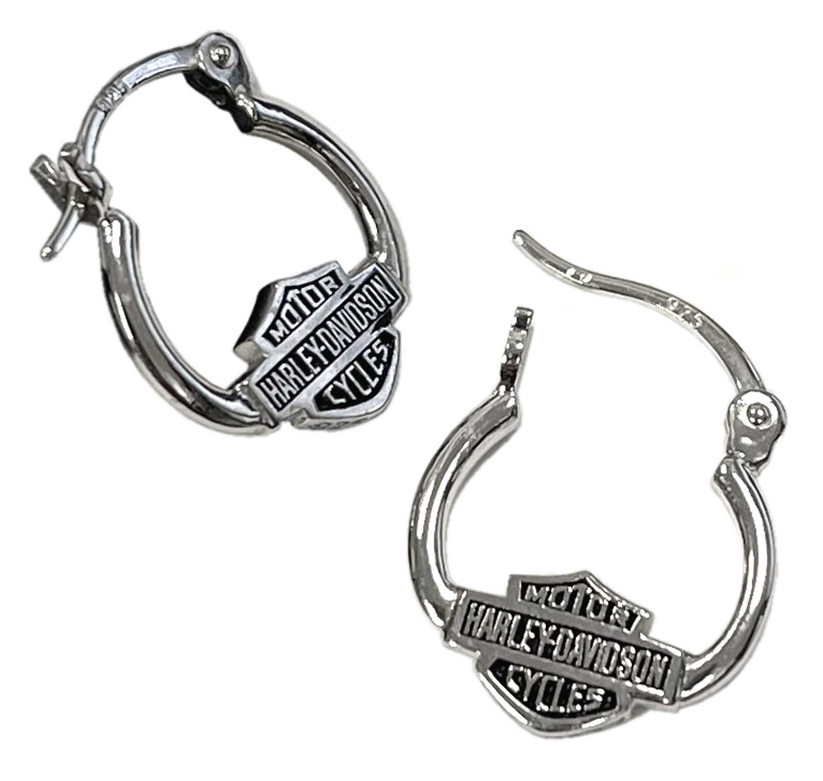 Harley-Davidson® Women's Bar & Shield Hoop Earrings, Sterling