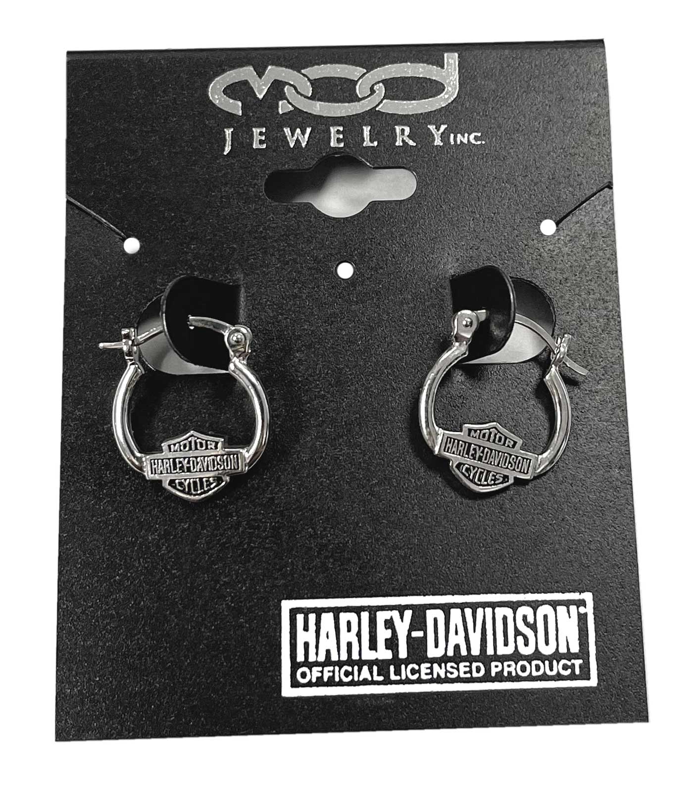 Harley-Davidson Women's Bar & Shield Hoop Earrings, Sterling Silver HDE0233 - No Hassle Returns at Wisconsin Harley