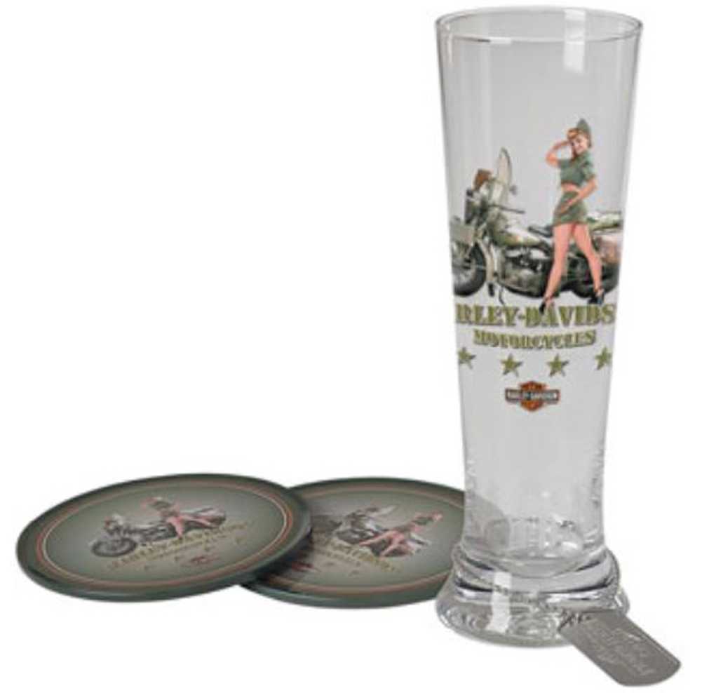 Harley-Davidson® Military Pin-Up Pilsner Set - Army/Georgia HDL