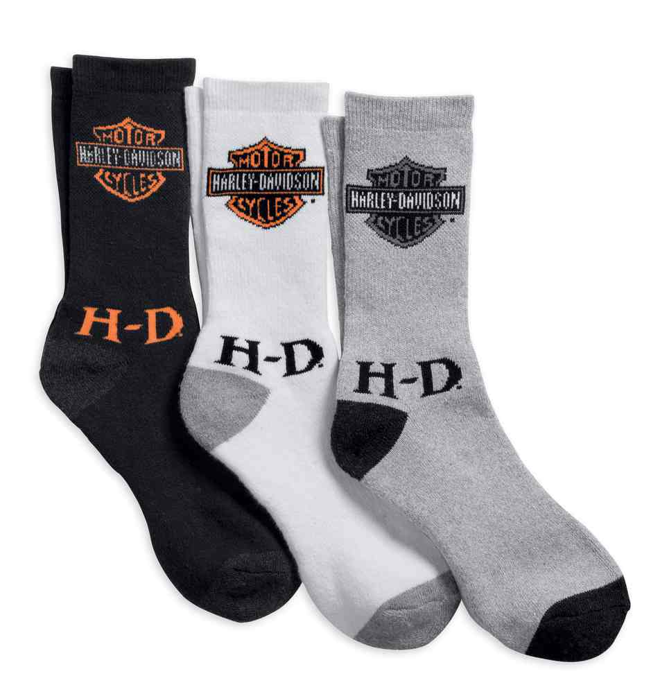 Harley-Davidson Men's 3-Pack Logo Athletic Socks, Cotton Blend. 99403-16VM - Wisconsin Harley-Davidson