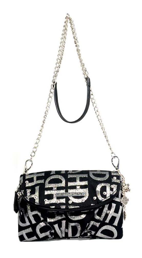 Harley-Davidson® Women's Black & Silver Jacquard Chain Bag Purse
