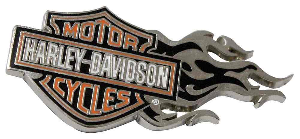 Harley-Davidson Flaming Bar & Shield Logo Pin Orange/Silver 1.75 x .75 in V51999 - Wisconsin Harley-Davidson
