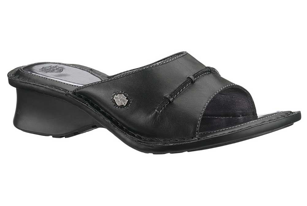 Harley-Davidson Women's Jaffa Black 1.5-Inch Slide Sandels. D82343 - Wisconsin Harley-Davidson