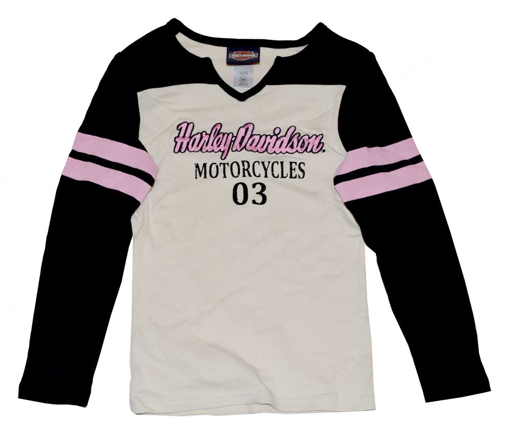 Harley-Davidson Big Girls' Tee, H-D Script Long Sleeve Knit Stripe Shirt 3241324 - Wisconsin Harley-Davidson