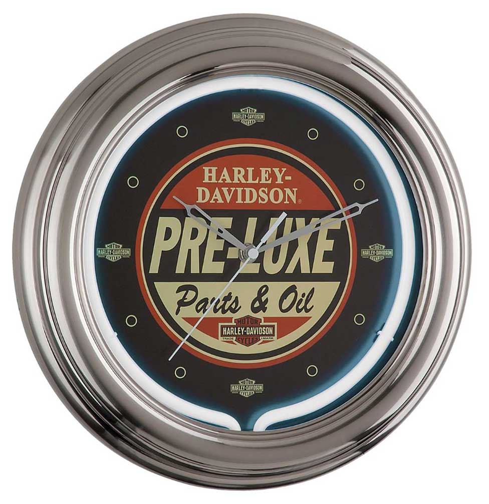 Harley-Davidson Neon Clock, Pre-Luxe Logo, White Neon Light 12 Inch HDL-16631 - Wisconsin Harley-Davidson