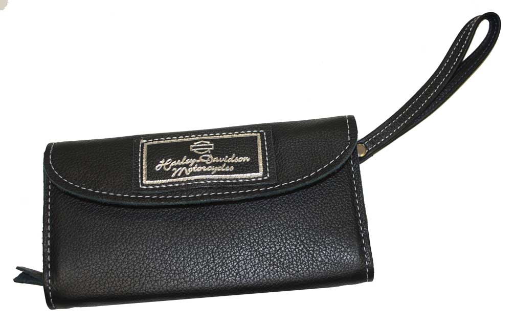 Harley-Davidson Women's H-D Organizer Wallet Black Leather, Wrist Strap LO827H - Wisconsin Harley-Davidson
