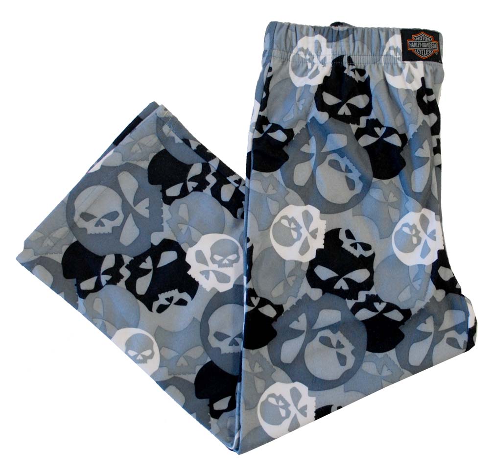 Harley-Davidson Big Boys' Skull Brushed Sleep Pants Gray & Black Kids S9SBB91HD - Wisconsin Harley-Davidson