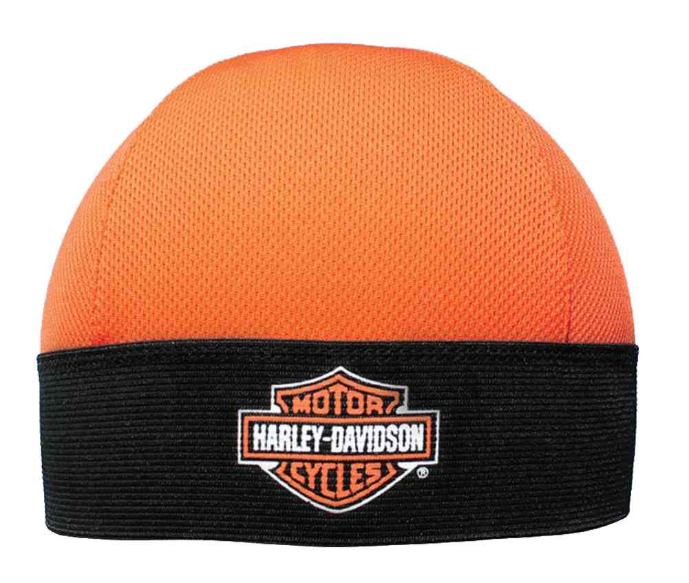 Harley-Davidson Men's Perforated Skull Cap, Orange Bar & Shield Logo SK30266 - Wisconsin Harley-Davidson