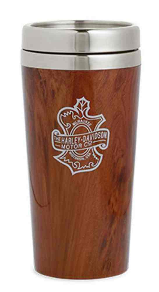 Harley-Davidson Oak Leaf Stainless Steel Travel Mug, Brown/Silver. 96863-16V - Wisconsin Harley-Davidson