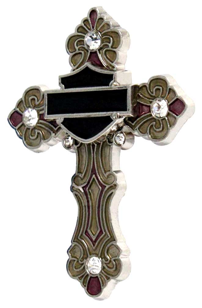 Harley-Davidson® Rhinestone Bar & Shield Cross Logo Pin, 2 x 1.5