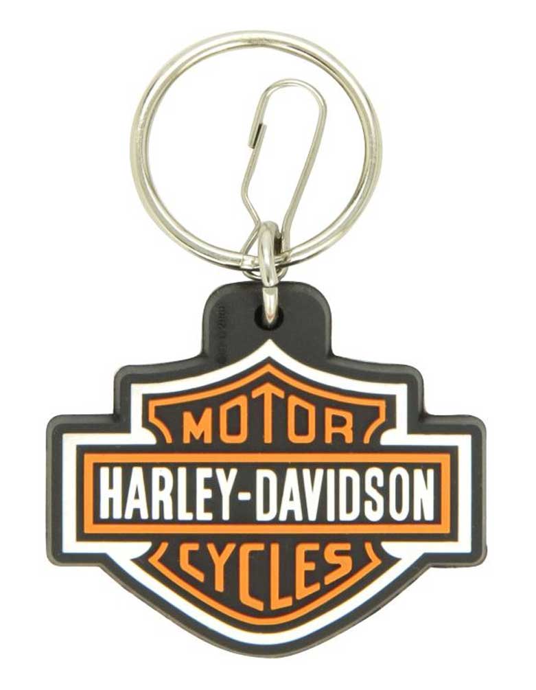 Harley-Davidson Bar & Shield Logo Key Chain, Rubberized Material, Orange 4179 - Wisconsin Harley-Davidson