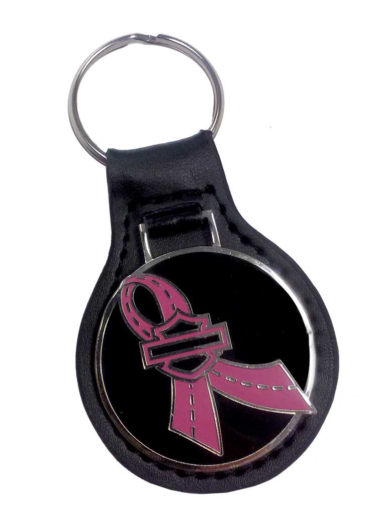Harley-Davidson Key Fob, Pink Label Cancer Ribbon, Leather Key Chain 8002886 - Wisconsin Harley-Davidson