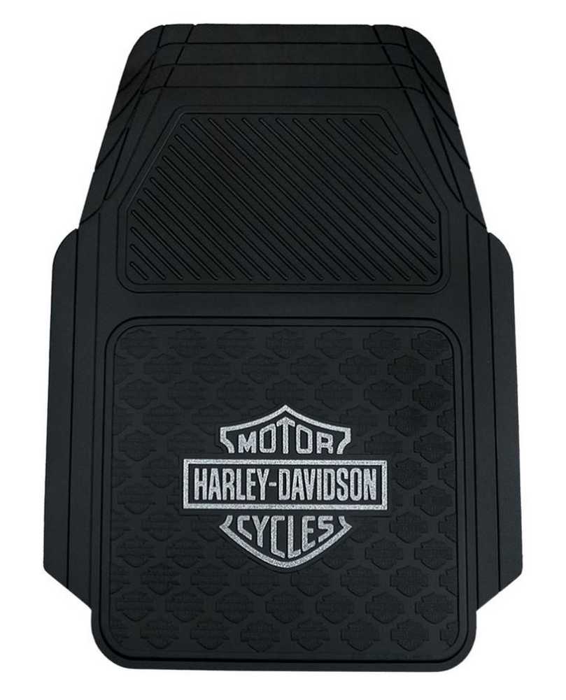 Harley-Davidson Silver Bar & Shield Trim-To Fit Front Floor Mats, Set of 2 P1703 - Wisconsin Harley-Davidson