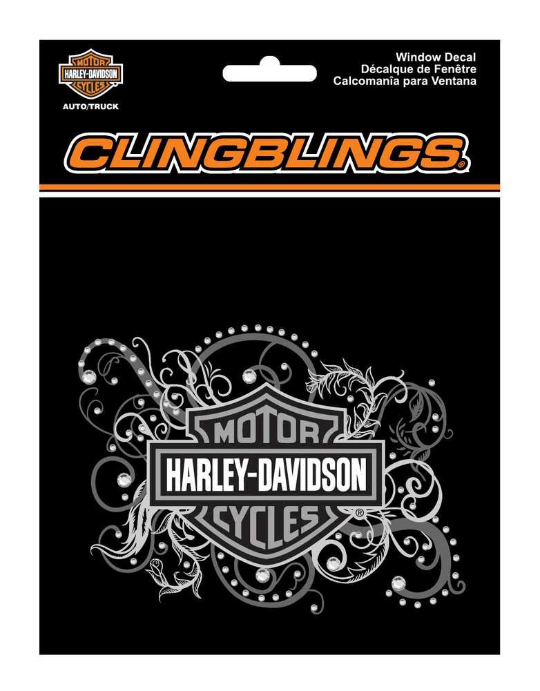 Harley-Davidson Bar & Shield Filigree Cling Bling Silver Window Decal CG1120 - Wisconsin Harley-Davidson