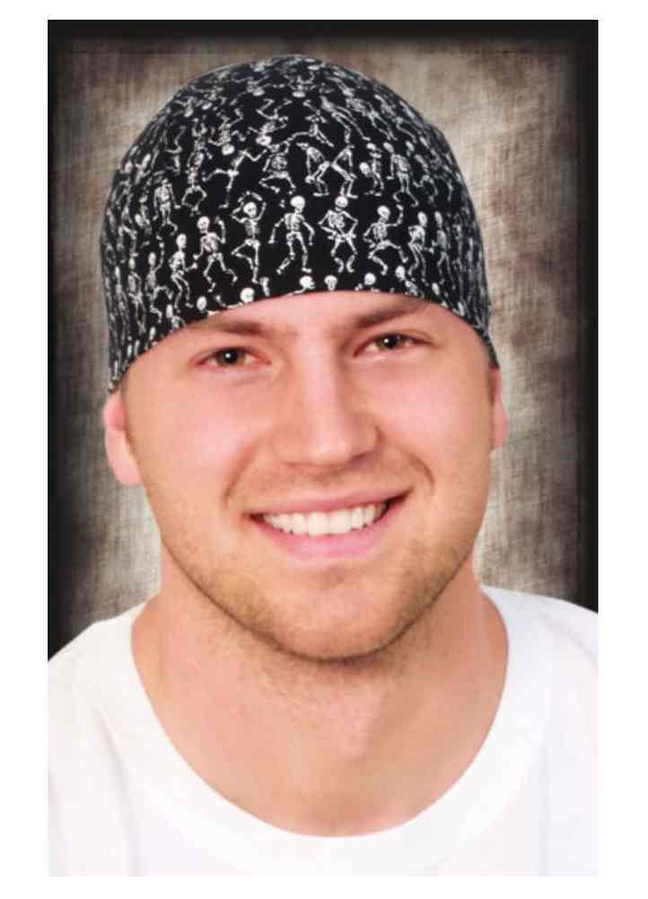 That's A Wrap Men's Headwrap, Dancing Skeletons Graphic, Black HW1400 - Wisconsin Harley-Davidson