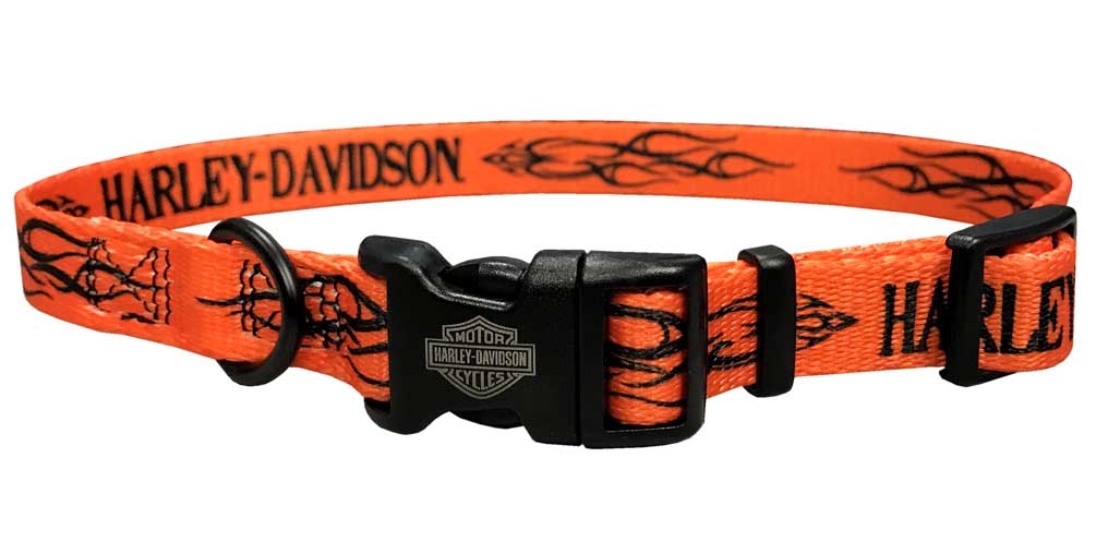Harley-Davidson Tribal Pet Collar 5/8'' Orange Adjusts 12''-18'' H6402-H-ORN18 - Wisconsin Harley-Davidson