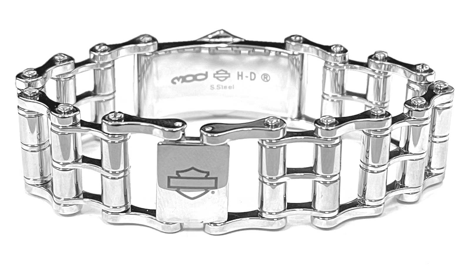 Harley-Davidson Men's Bar & Shield Emblem Bike Chain Steel Bracelet HSB0146 - No Hassle Returns at Wisconsin Harley