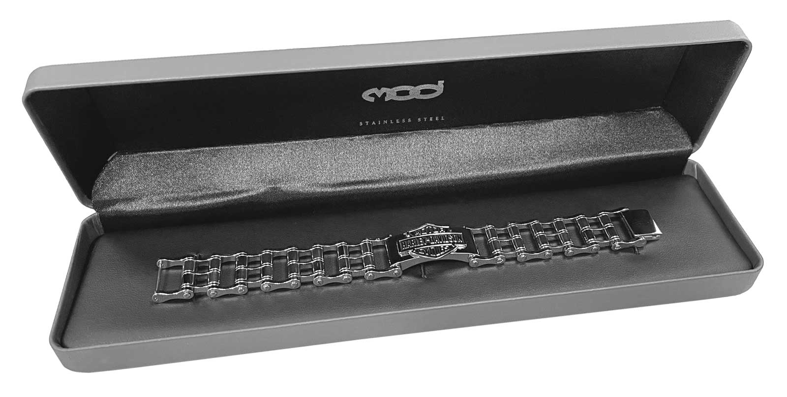 Harley-Davidson Men's Bar & Shield Emblem Bike Chain Steel Bracelet HSB0146 - Largest Selection of Harley-Davidson Products