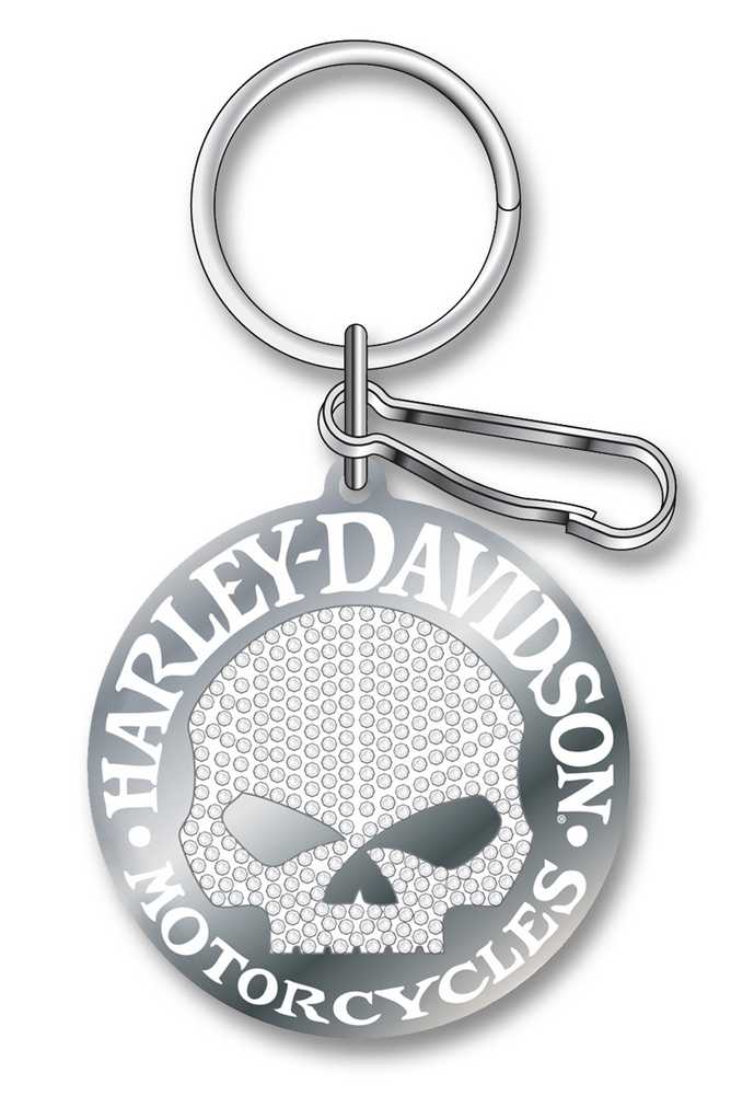 Harley-Davidson Studded Silver Harley Skull Key Chain P4340 - Wisconsin Harley-Davidson
