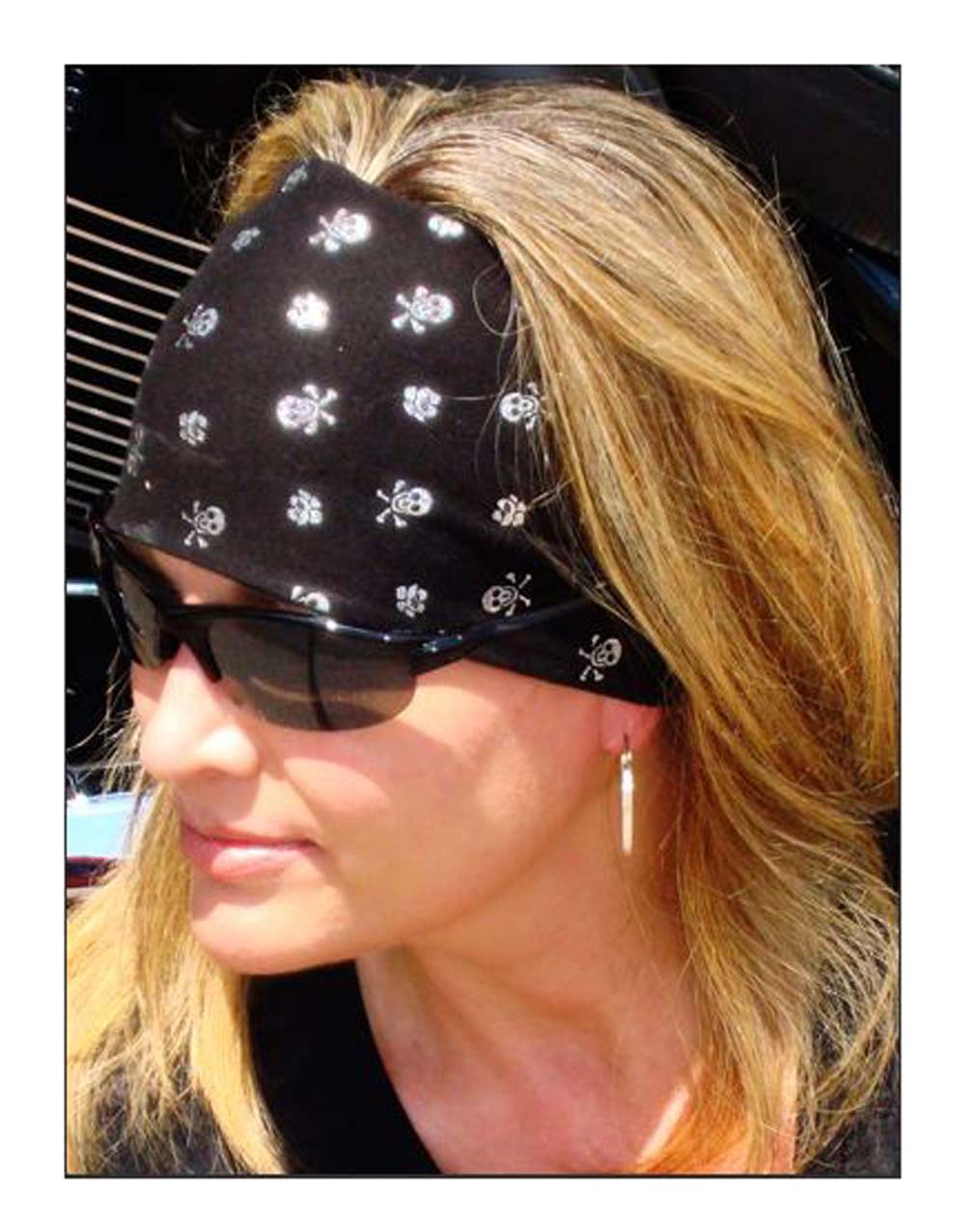 That's A Wrap Women's Skull & Rose Foil Design Knotty Band, Black KB2932 - Wisconsin Harley-Davidson
