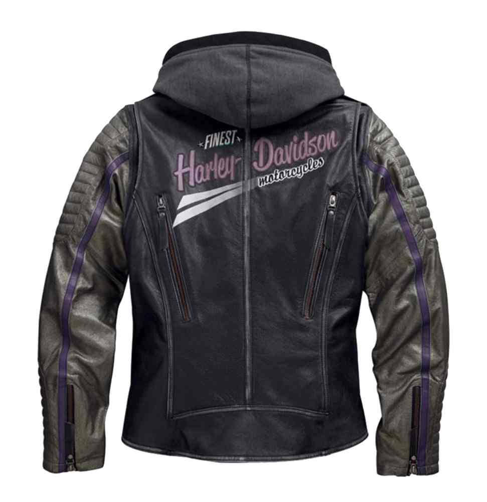 Harley-Davidson® Women's Speedy 3-IN-1 Leather Biker Jacket, Black
