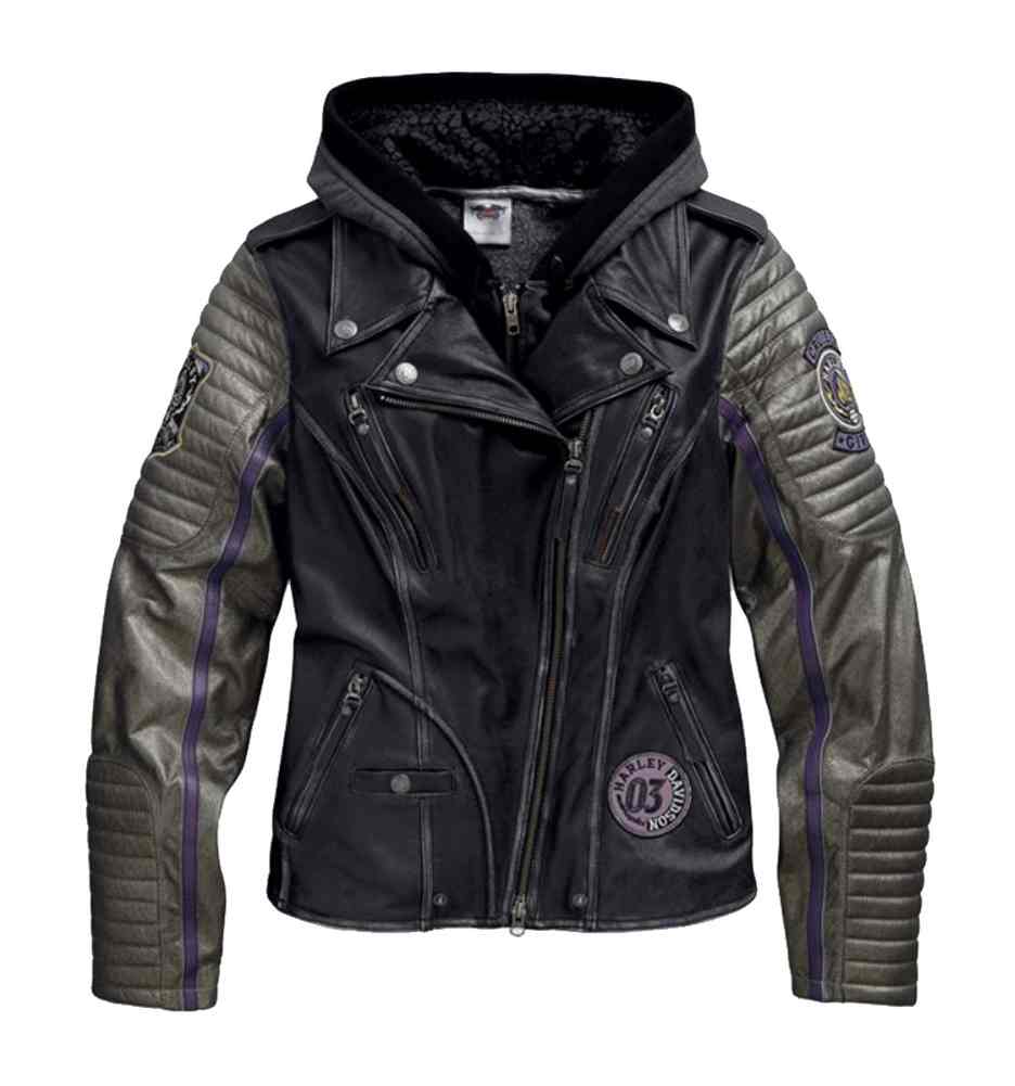 Harley-Davidson Women's Speedy 3-IN-1 Leather Biker Jacket, Black 97048-15VW - Wisconsin Harley-Davidson
