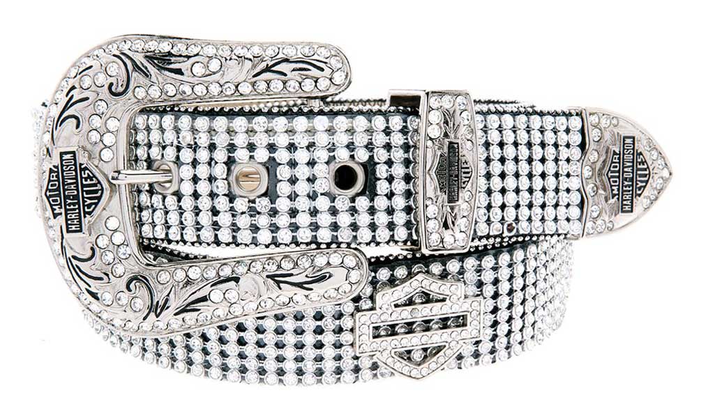 Women's Bar & Shield Rhinestone Buckle Belt