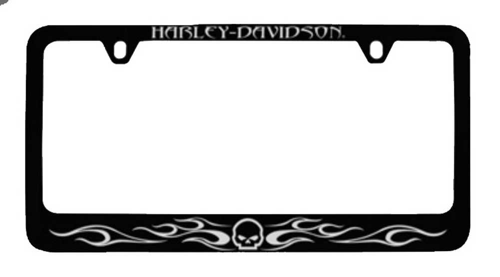 Harley-Davidson Flames Willie G. Skull License Plate Frame Black HDLFZK184 - Wisconsin Harley-Davidson