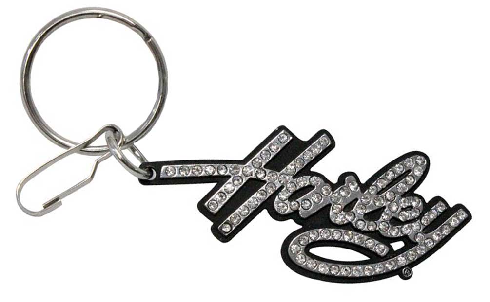 Harley-Davidson Bling Rhinestone Harley Script Enamel Key Chain, Silver 4331 - Wisconsin Harley-Davidson