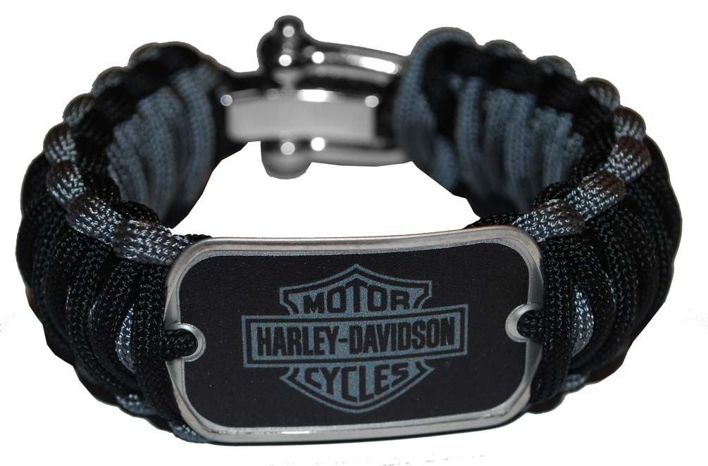 Harley-Davidson Wide Survival Bracelet Strap Steel Black/Grey 7.5'' 201106656 - Wisconsin Harley-Davidson