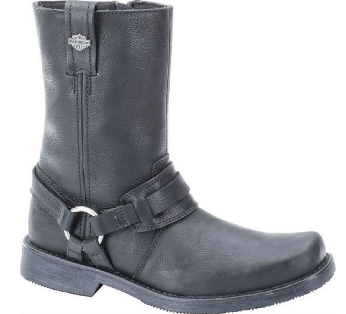 Harley-Davidson Men's Heath 9-Inch Black Motorcycle Boots. Inside Zipper. D93189 - Wisconsin Harley-Davidson