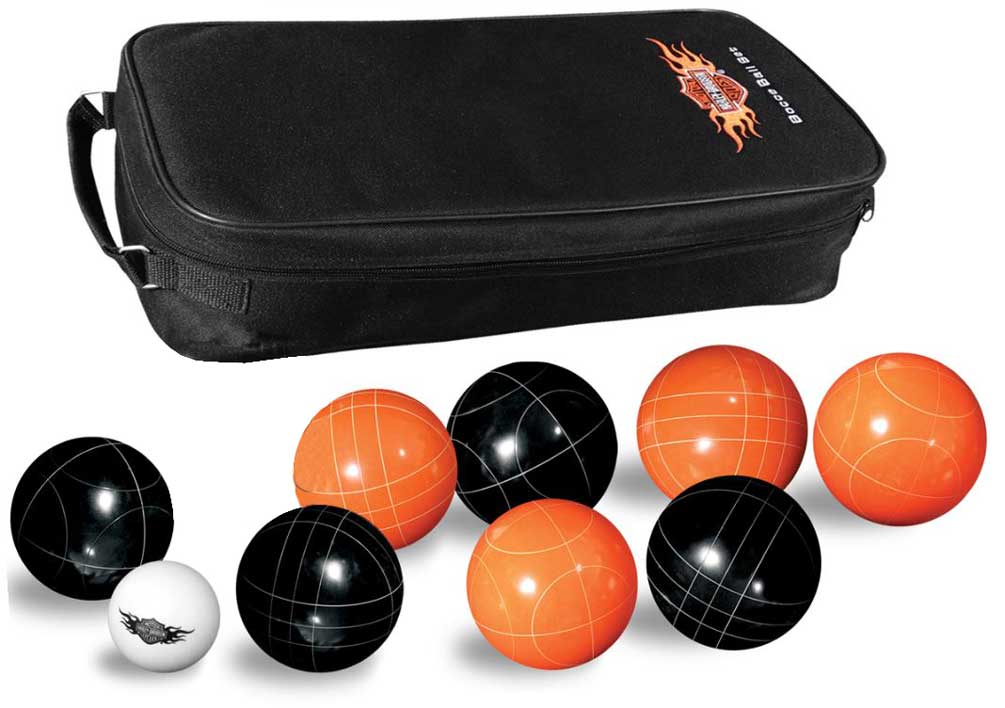 Harley-Davidson Bocce Ball Game Set: Set of 8 Balls, Black & Orange 66225 - Wisconsin Harley-Davidson