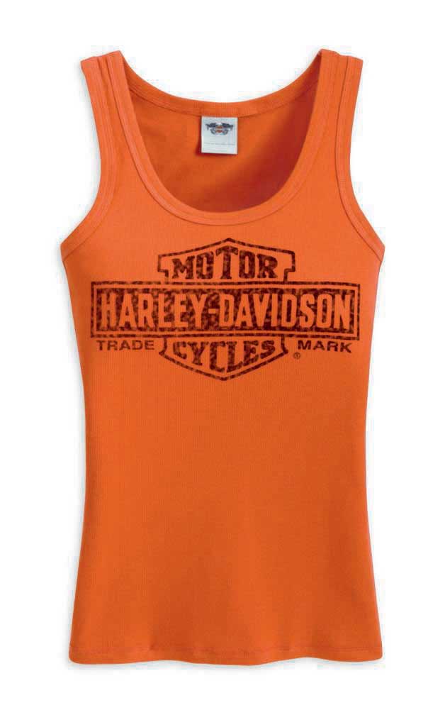 Harley-Davidson Women's Bar & Shield Trademark Logo Tank, Orange 99101-12VW - Wisconsin Harley-Davidson