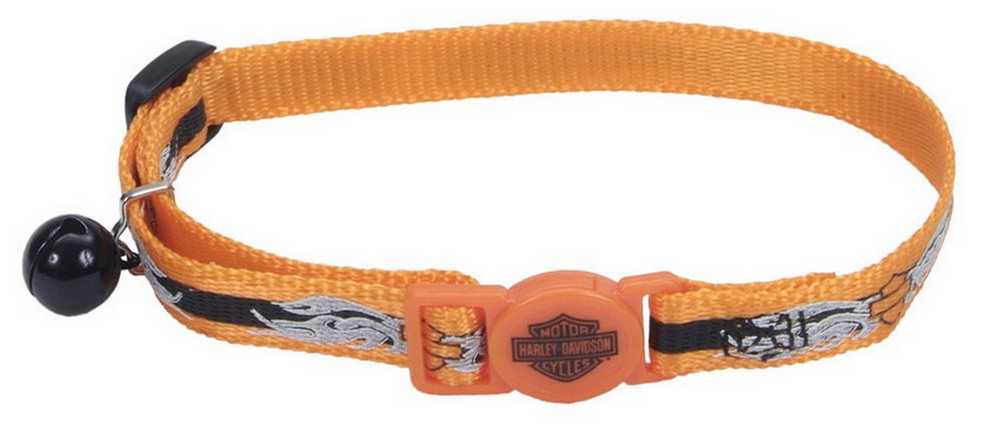 Harley-Davidson B&S Flames Reflective Cat Collar 8-12 Inch Orange H6741-H-OBF12 - Wisconsin Harley-Davidson