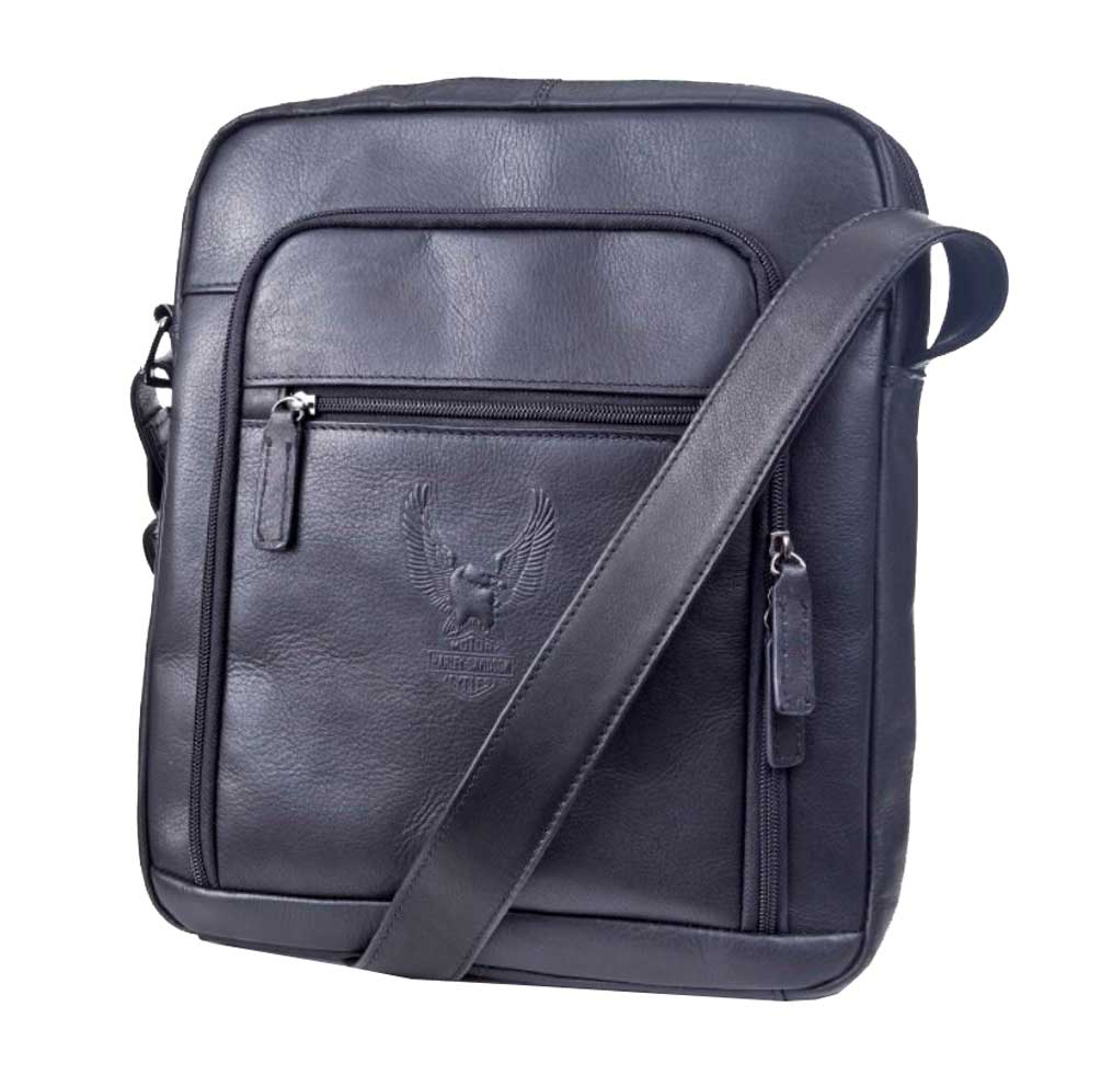 Harley-Davidson Deluxe Leather Satchel, Eagle Bar & Shield Tote, Black 99672 - Wisconsin Harley-Davidson