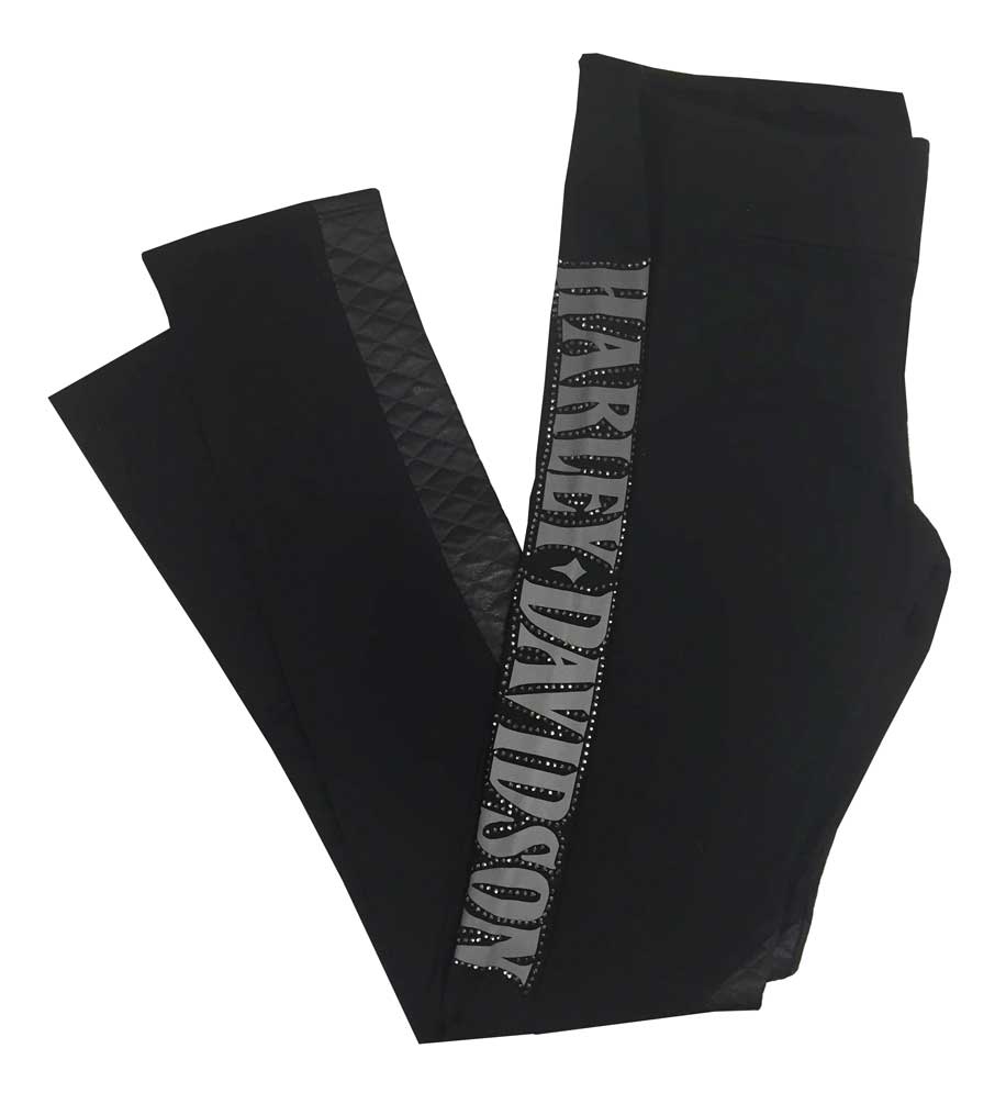 Harley-Davidson Free Shipping - Harley-Davidson Women's Leggings, Rhinestone H-D Script & Quilted Detail, Black - Free Shipping on many products plus Orders Over $99