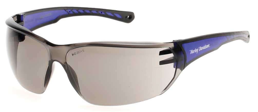 Harley-Davidson Men's Close Fit Sunglasses, H-D Script, Gray Lens & Blue Frames - Wisconsin Harley-Davidson
