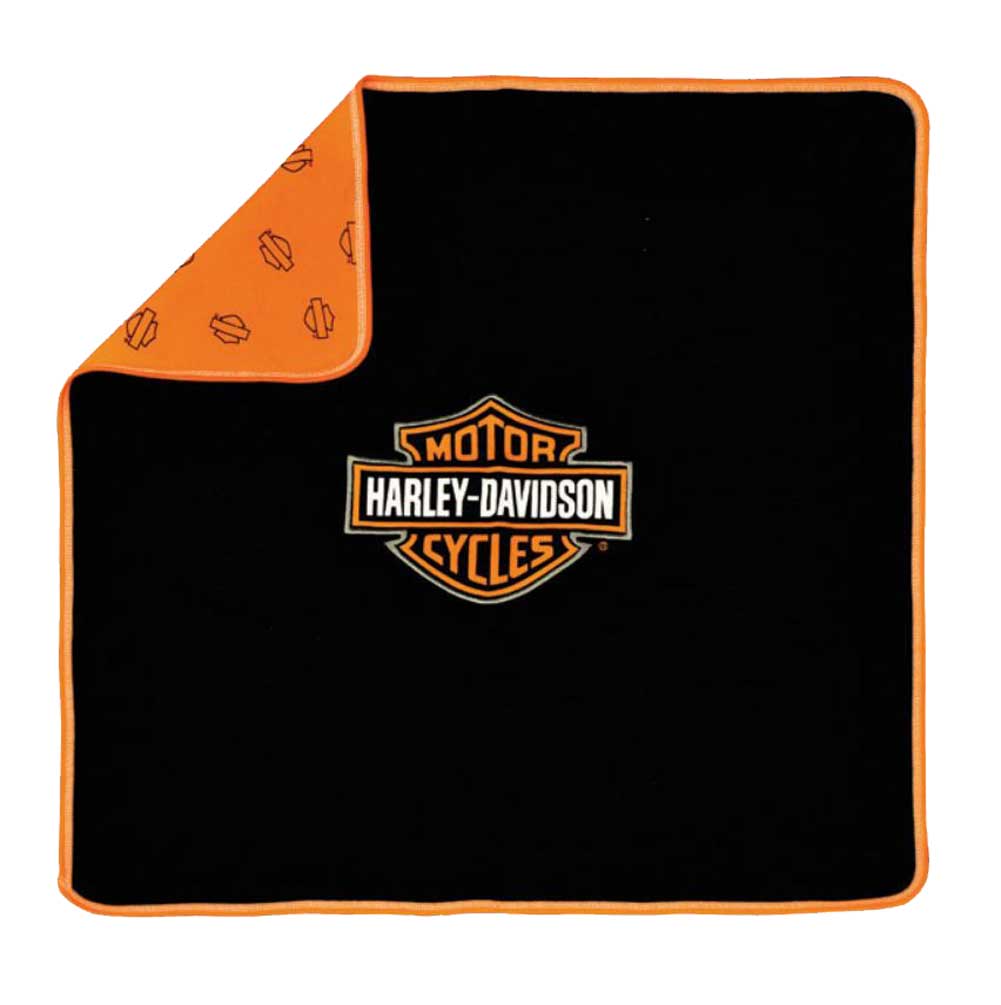 Harley-Davidson Baby Boys' Bar & Shield Receiving Blanket, Black/Orange 0150096 - Wisconsin Harley-Davidson