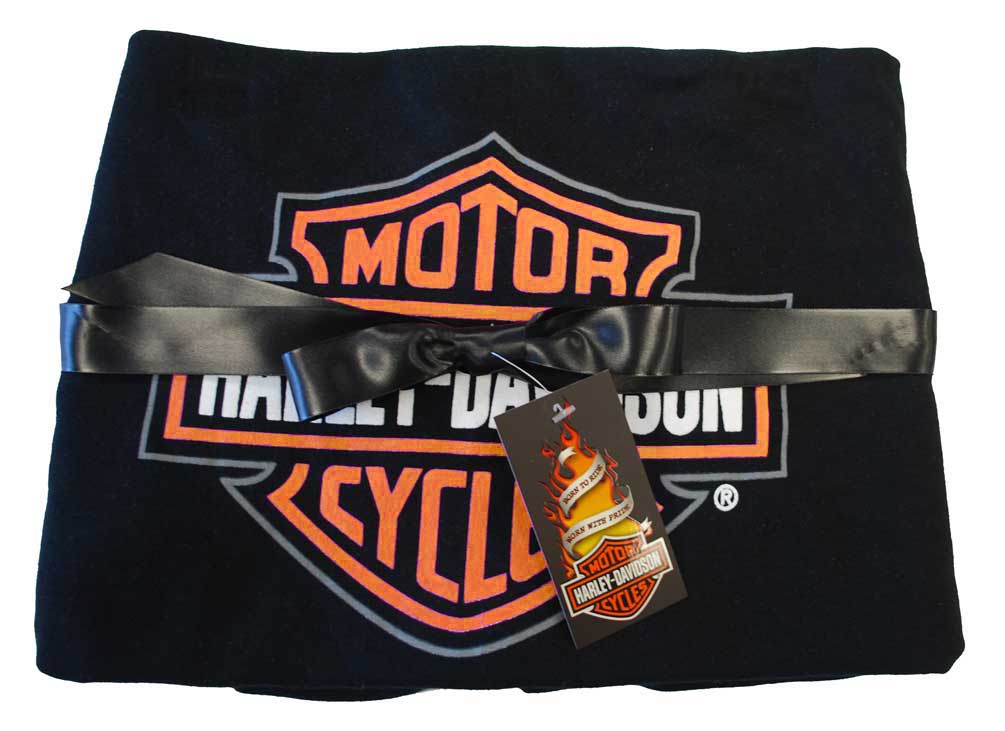 Harley-Davidson® Baby Boys' Bar & Shield Receiving Blanket, Black/Orange  0150096