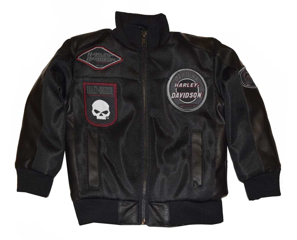 Harley-Davidson® Little Boys' Bomber Jacket, Patches Nylon Black