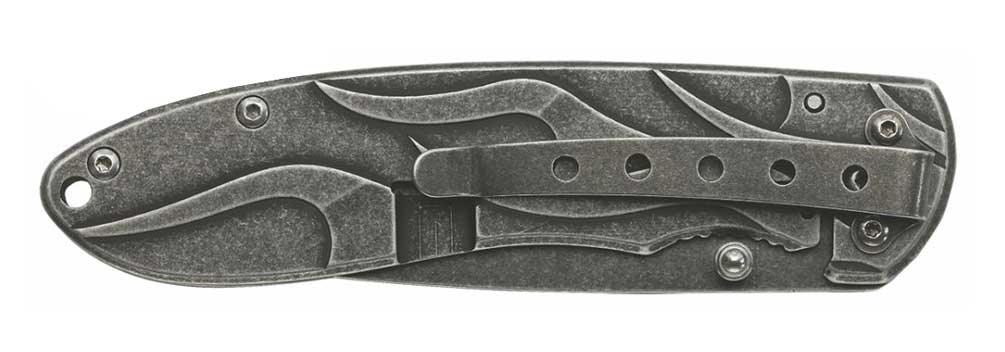 Harley-Davidson® TecX TK-B Distressed Stainless Knife, Flaming B&S