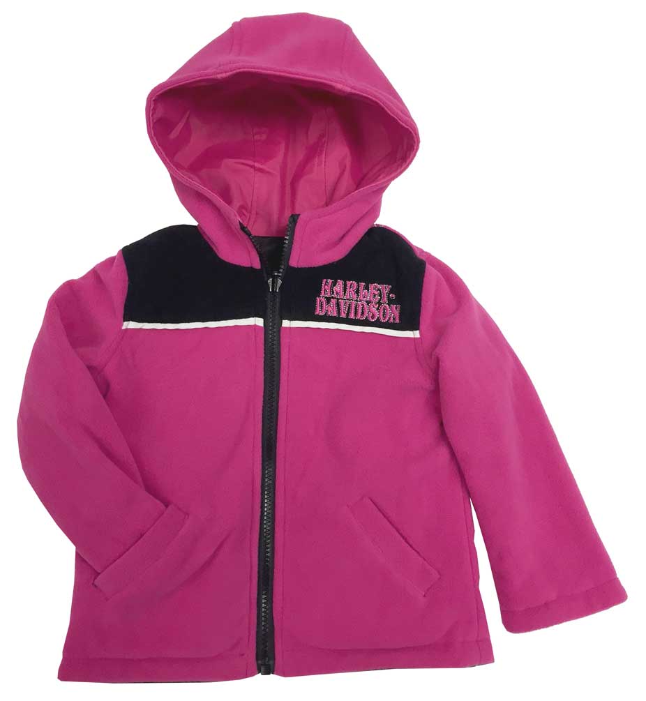 Harley-Davidson Little Girls' Embroidered Reversible Fleece Jacket 6024551 - No Hassle Returns at Wisconsin Harley