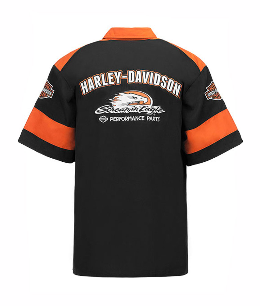 Harley-Davidson® Men's Screamin' Eagle Shirt, Racing Crew Woven Black  HARLMW0051