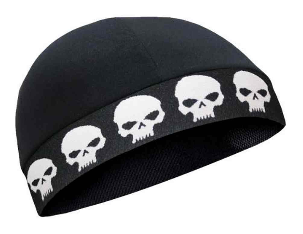 That's A Wrap Unisex Performance CoolMax White Skull On Black Cool Cap CMCC03 - Wisconsin Harley-Davidson