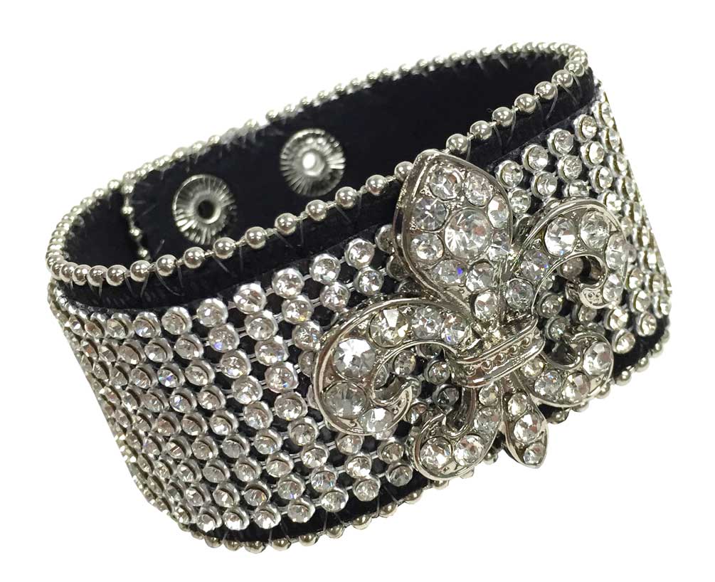 That's A Wrap Women's Bling Fleur De Lis Rhinestone Cuff, Silver LC-311B - Wisconsin Harley-Davidson