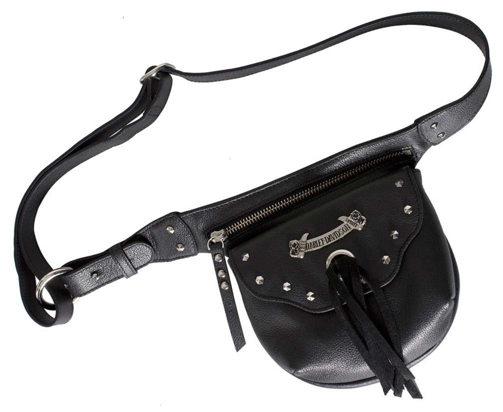 Harley-Davidson® Women's Fringe Belt Bag Black Leather FR3674L