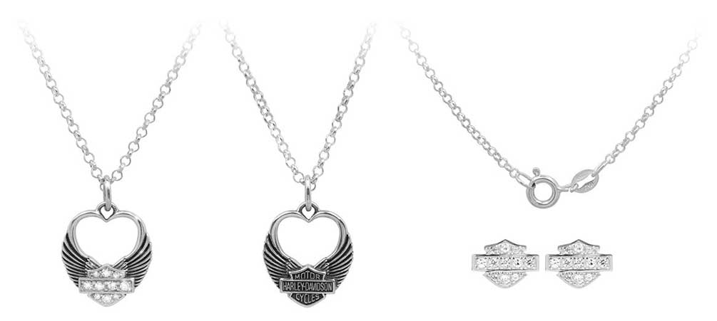 Harley-Davidson® Womens Winged Heart Necklace & Earrings Gift Set